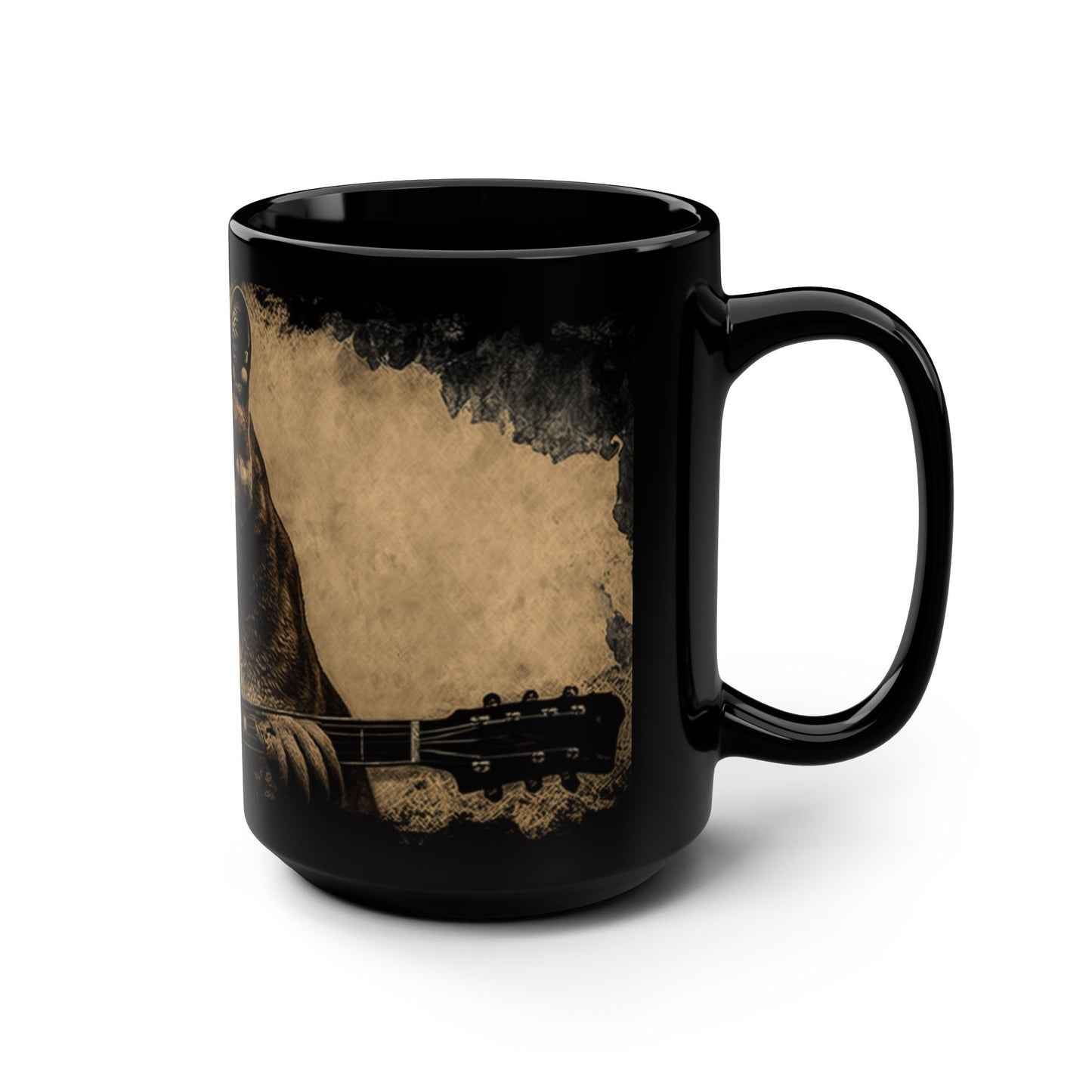 Mountain Lion Puma Cougar Playing Guitar - 15 oz Coffee Mug