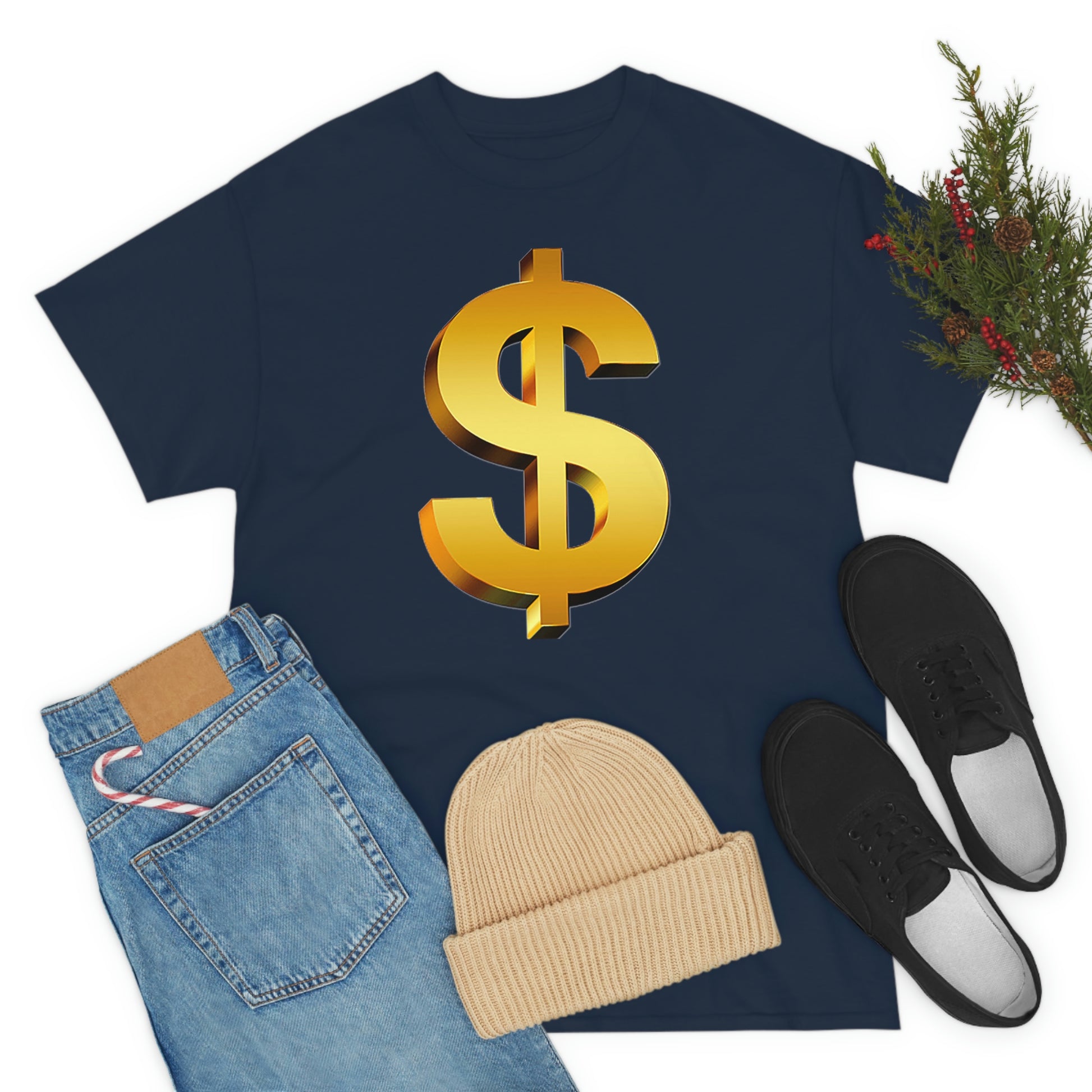 Bling Money Cash My Money Folds Unisex Heavy Cotton Tee Bills cash currency bucks coin funds gold dollar C-note big shot deep pocket