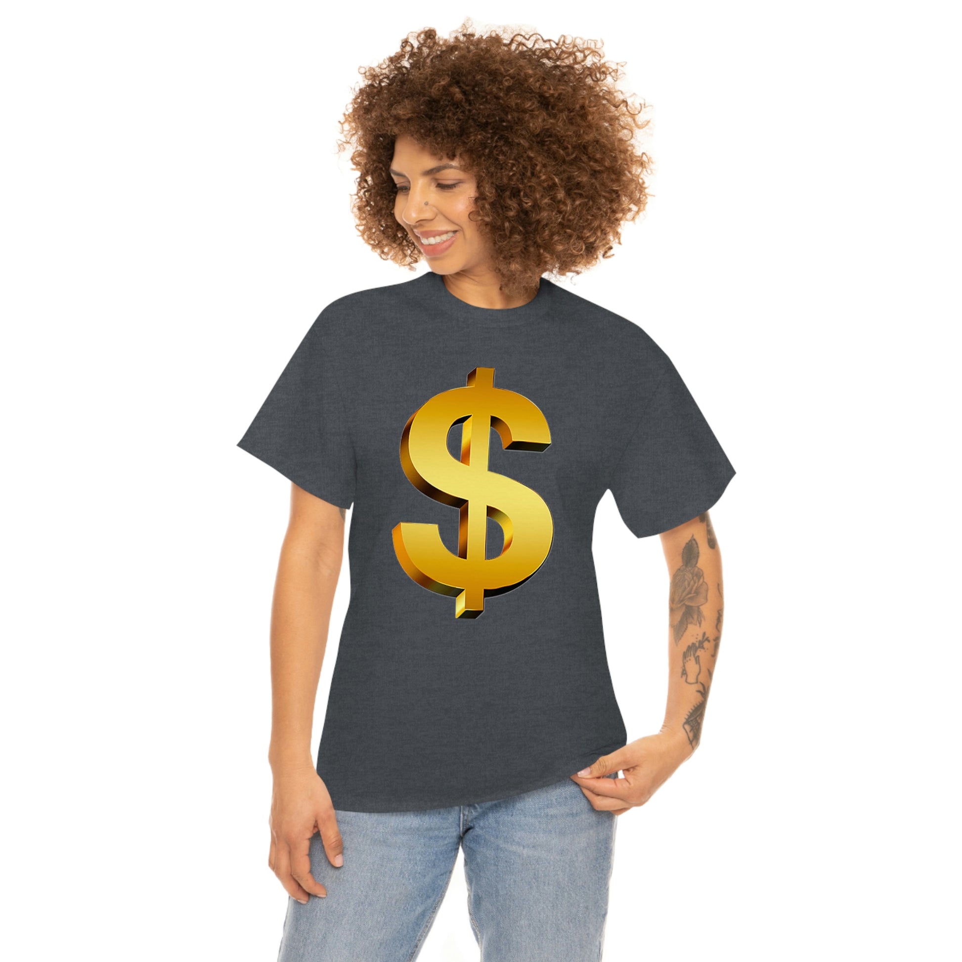Bling Money Cash My Money Folds Unisex Heavy Cotton Tee Bills cash currency bucks coin funds gold dollar C-note big shot deep pocket