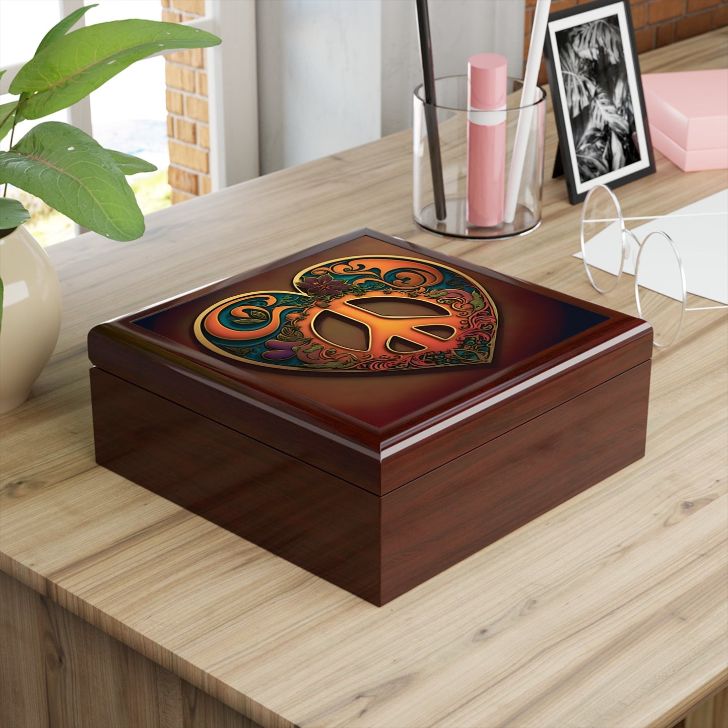 60's and 70's Hippy Peace Sign Heart Gift & Jewelry Box