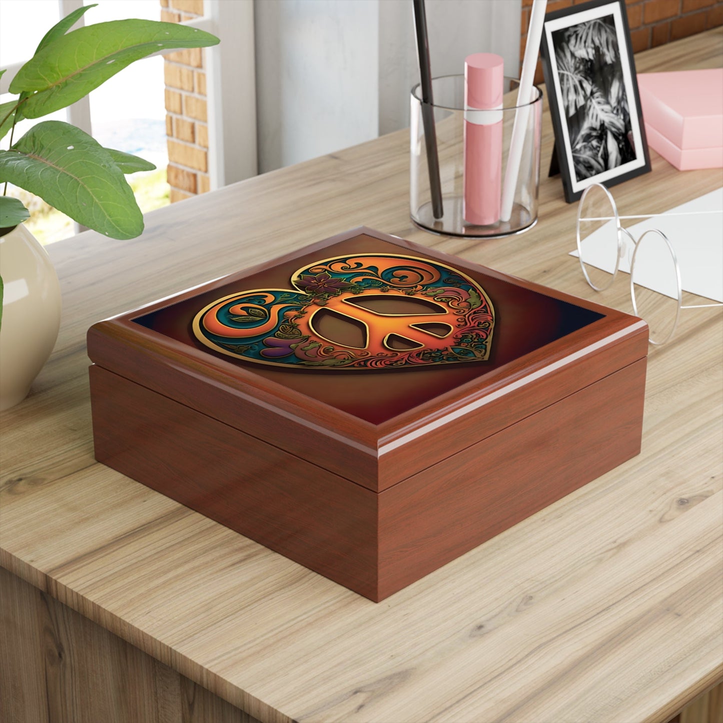 60's and 70's Hippy Peace Sign Heart Gift & Jewelry Box