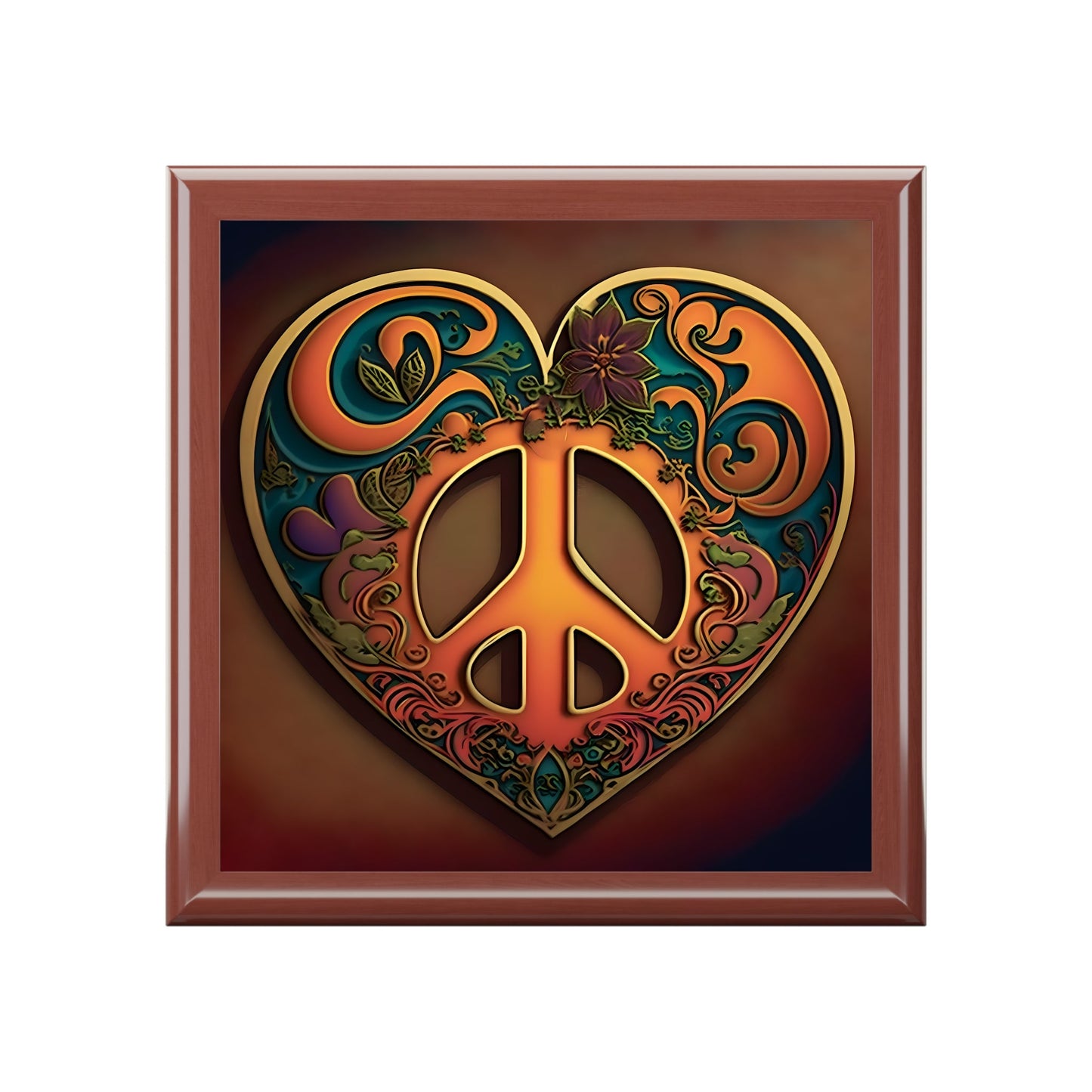 60's and 70's Hippy Peace Sign Heart Gift & Jewelry Box