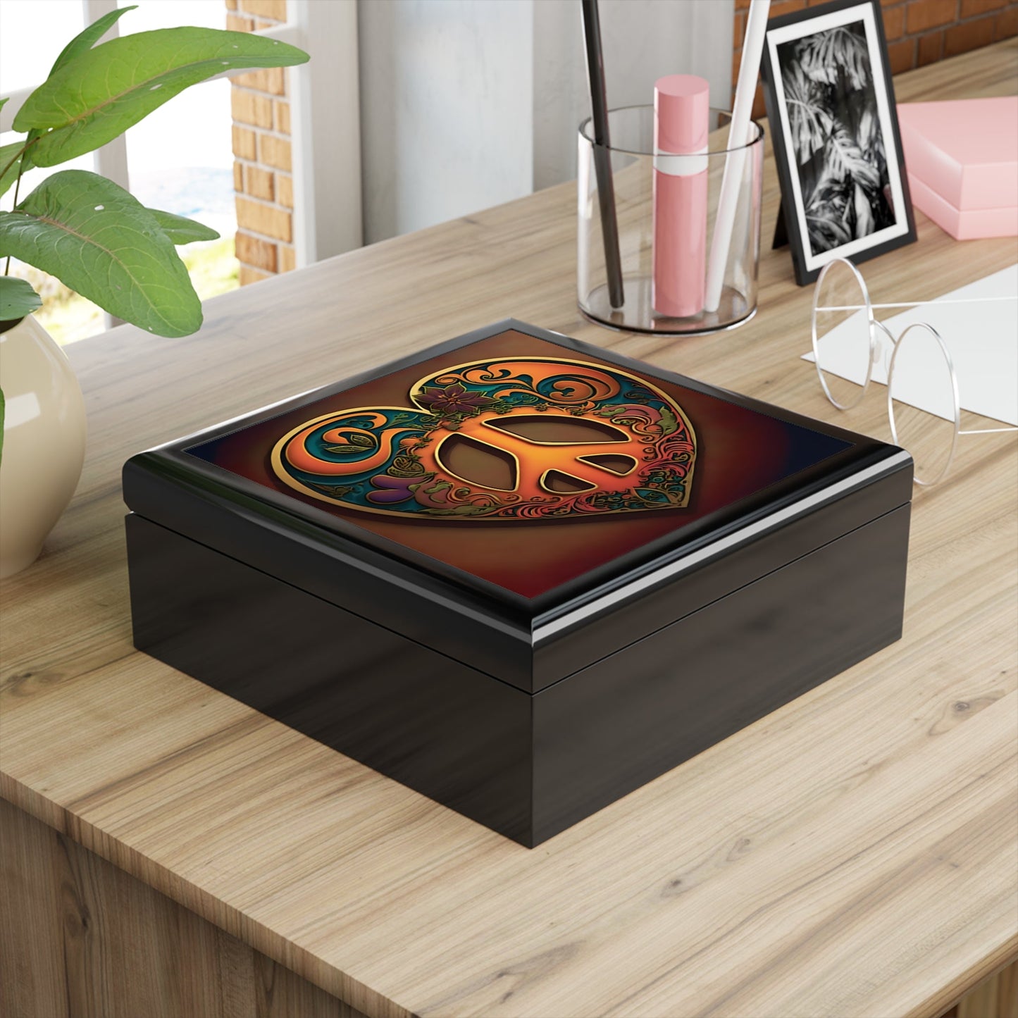 60's and 70's Hippy Peace Sign Heart Gift & Jewelry Box