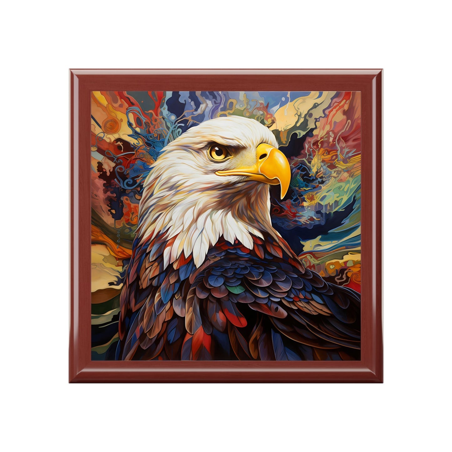 Abstract Bald Eagle Trinket Jewelry Box