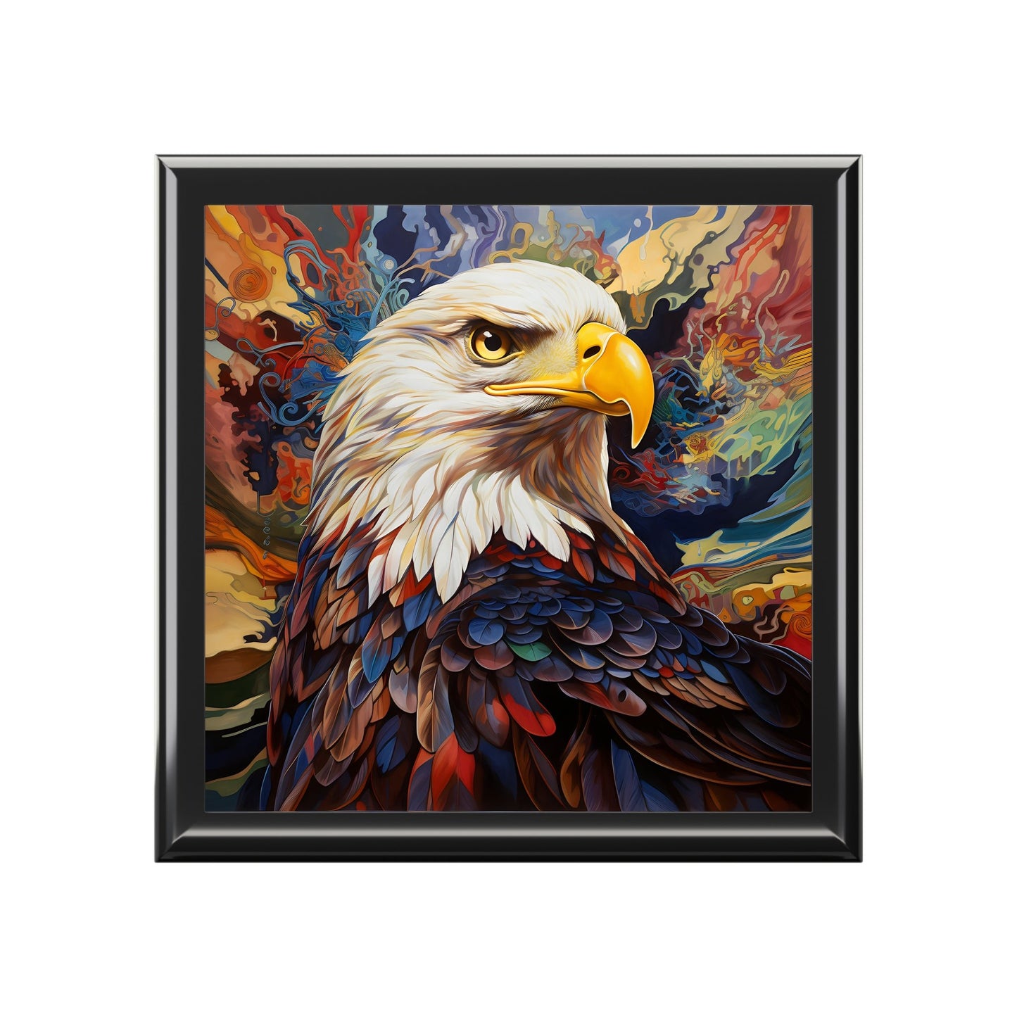 Abstract Bald Eagle Trinket Jewelry Box