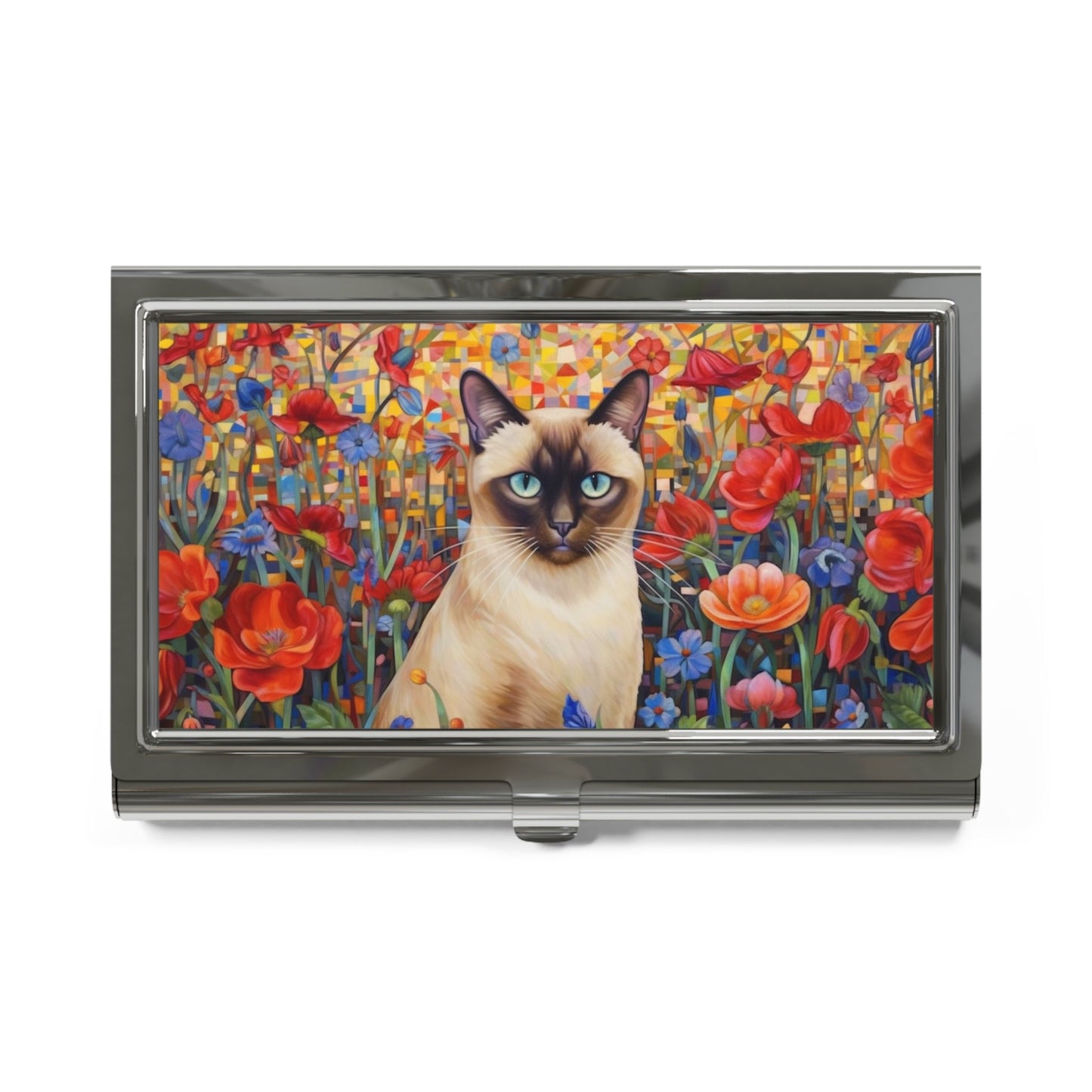 Abstract Expressionism Style Siamese Cat Art Print Business Card Holder