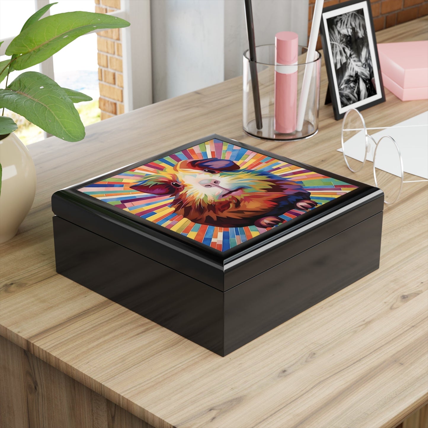 Abstract Guinea Pig Jewelry Keepsake Box