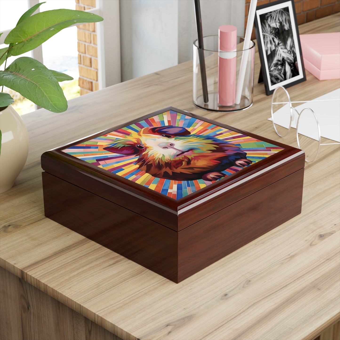 Abstract Guinea Pig Jewelry Keepsake Box
