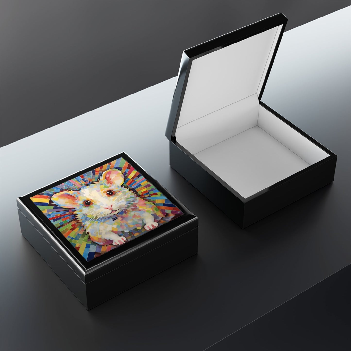 Abstract Hamster Jewelry Keepsake Box