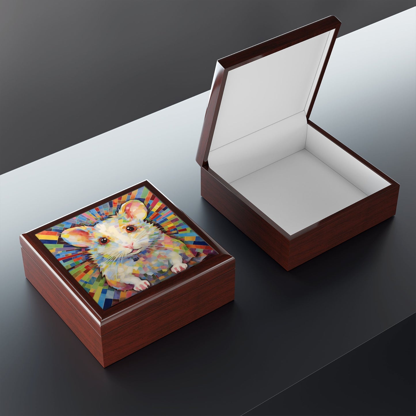 Abstract Hamster Jewelry Keepsake Box