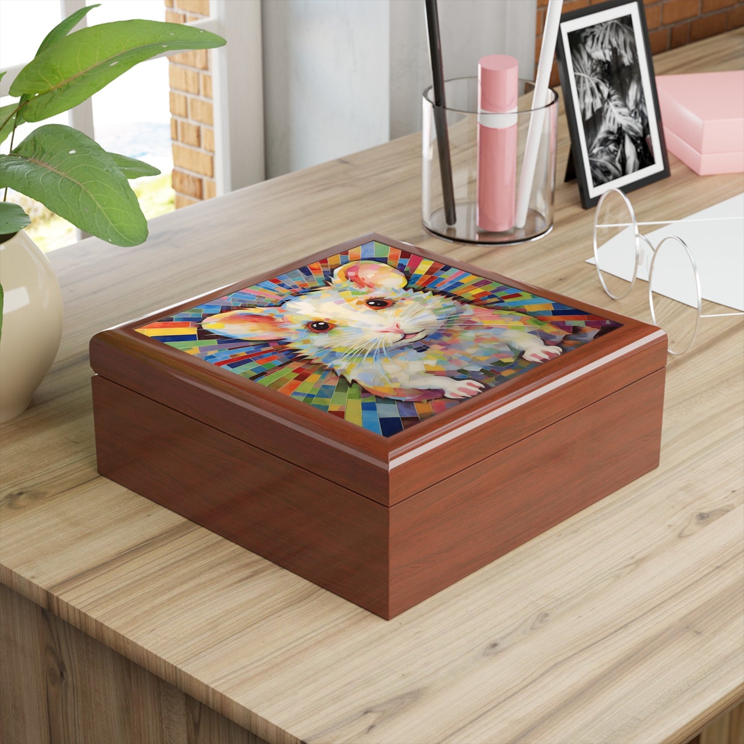 Abstract Hamster Jewelry Keepsake Box