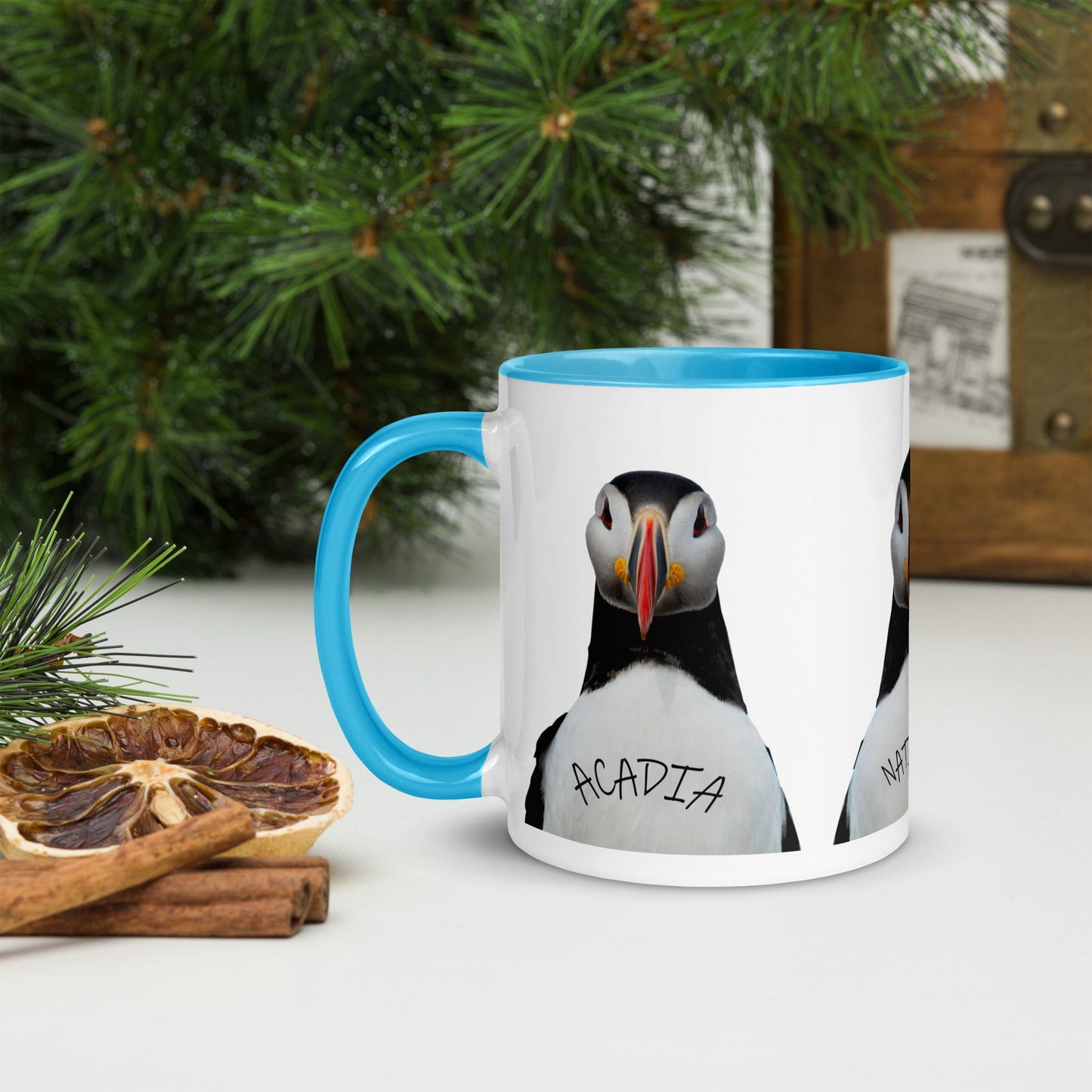 Acadia Park Puffin Mug with Color Inside