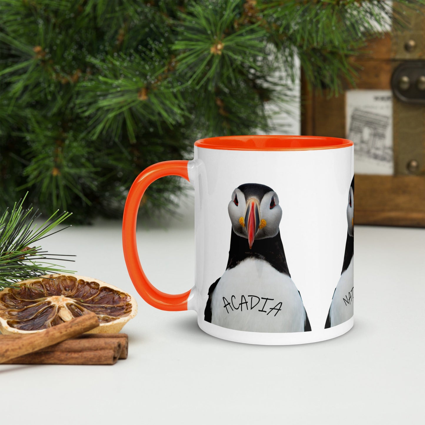 Acadia Park Puffin Mug with Color Inside