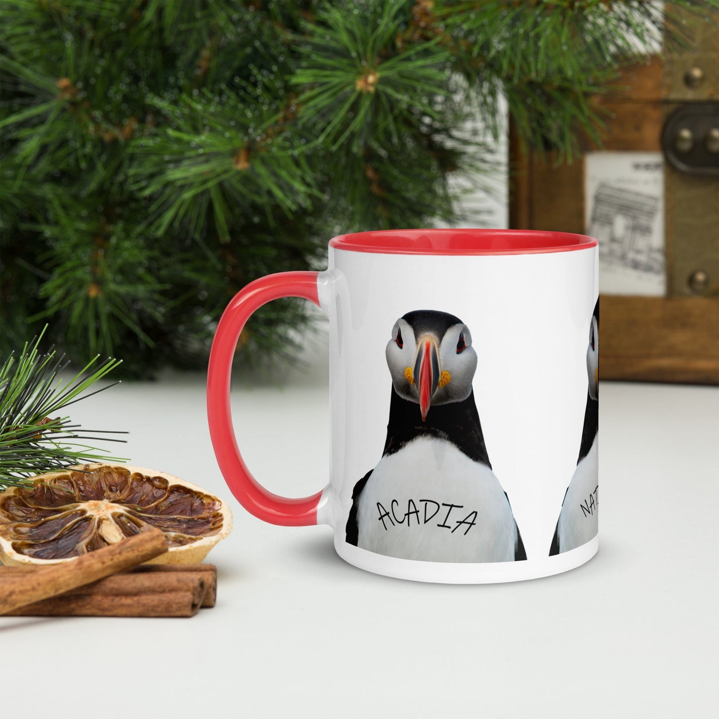 Acadia Park Puffin Mug with Color Inside