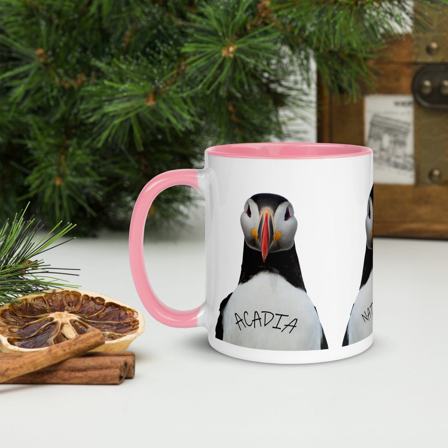 Acadia Park Puffin Mug with Color Inside