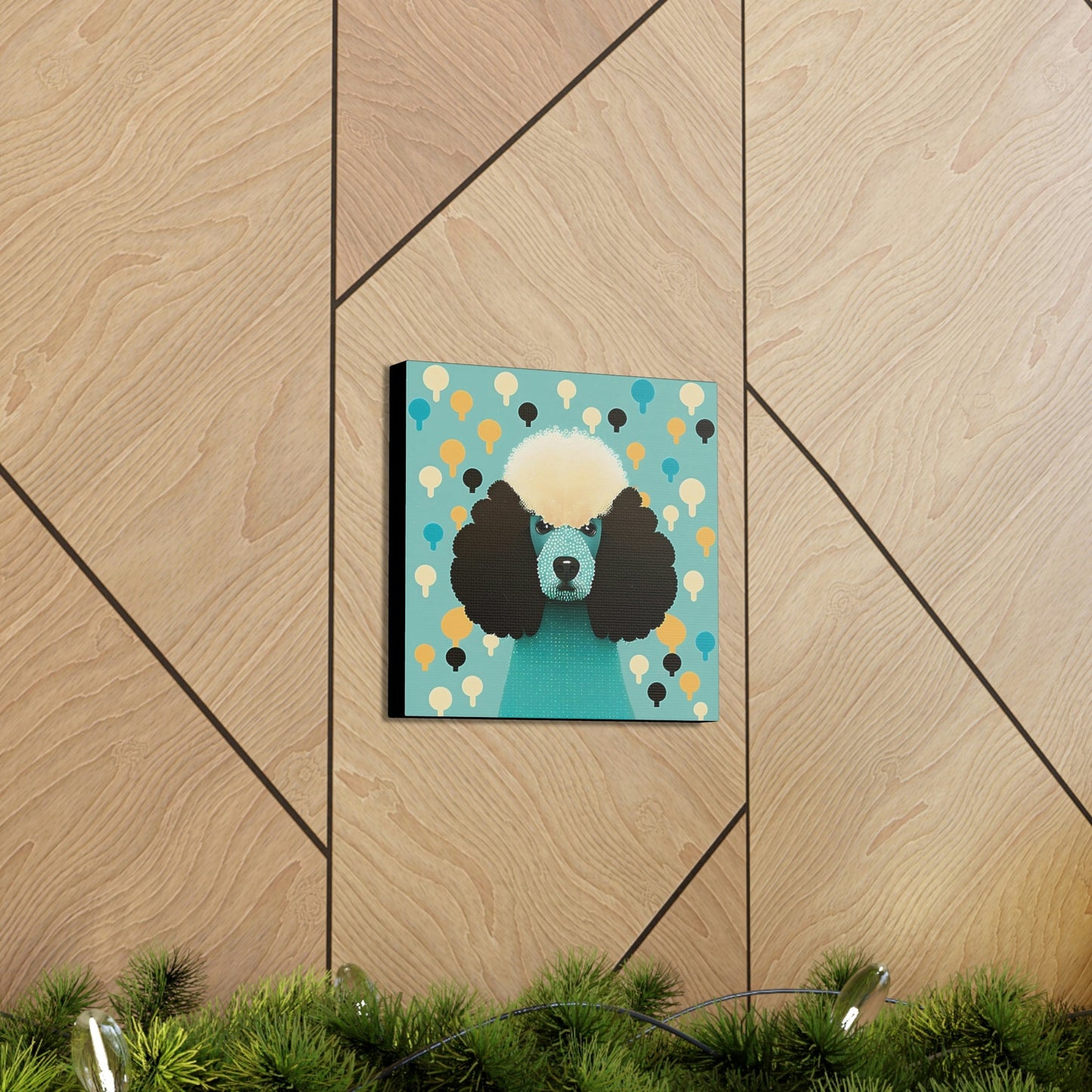 Aqua Mid-Century Modern Poodle Canvas Gallery Wraps