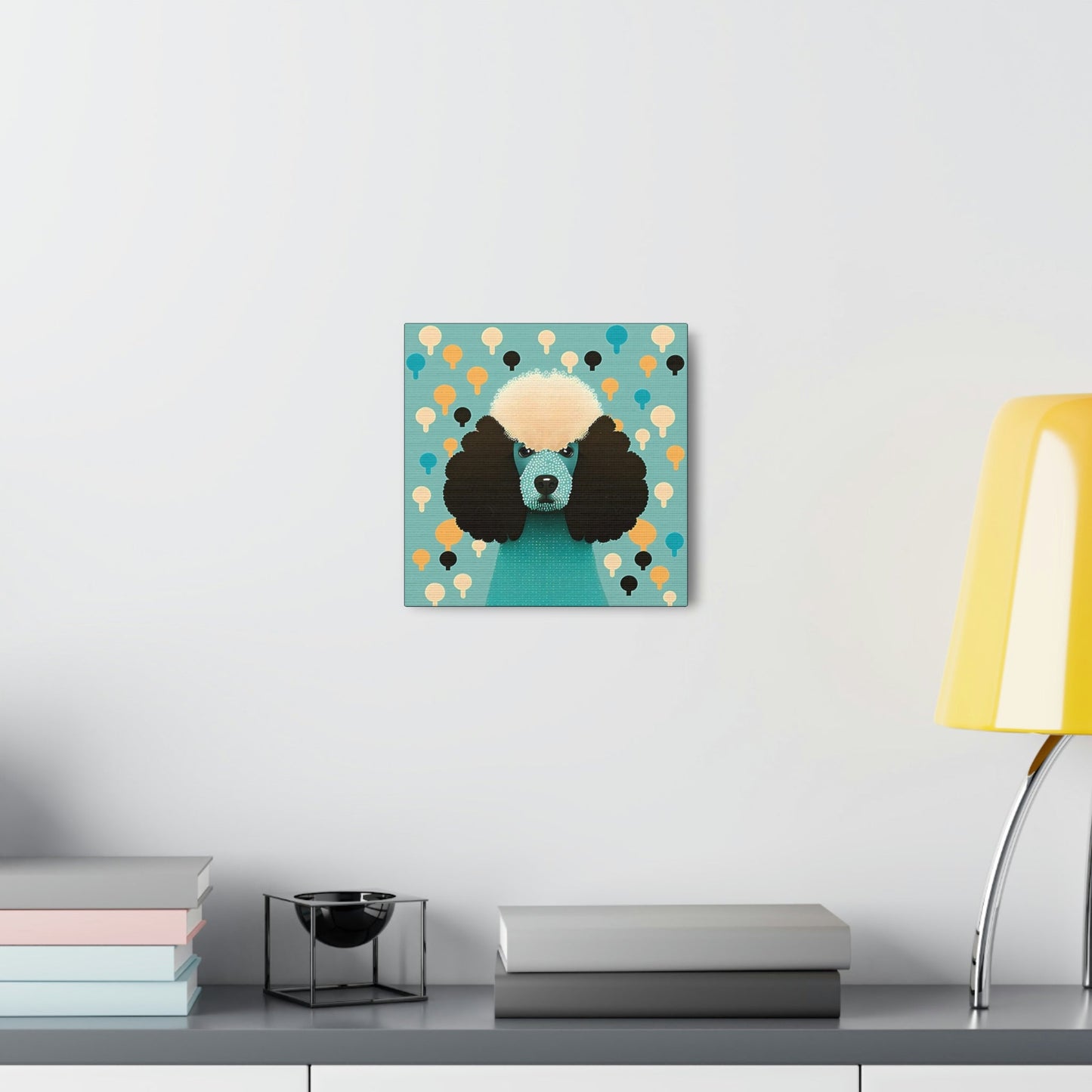 Aqua Mid-Century Modern Poodle Canvas Gallery Wraps