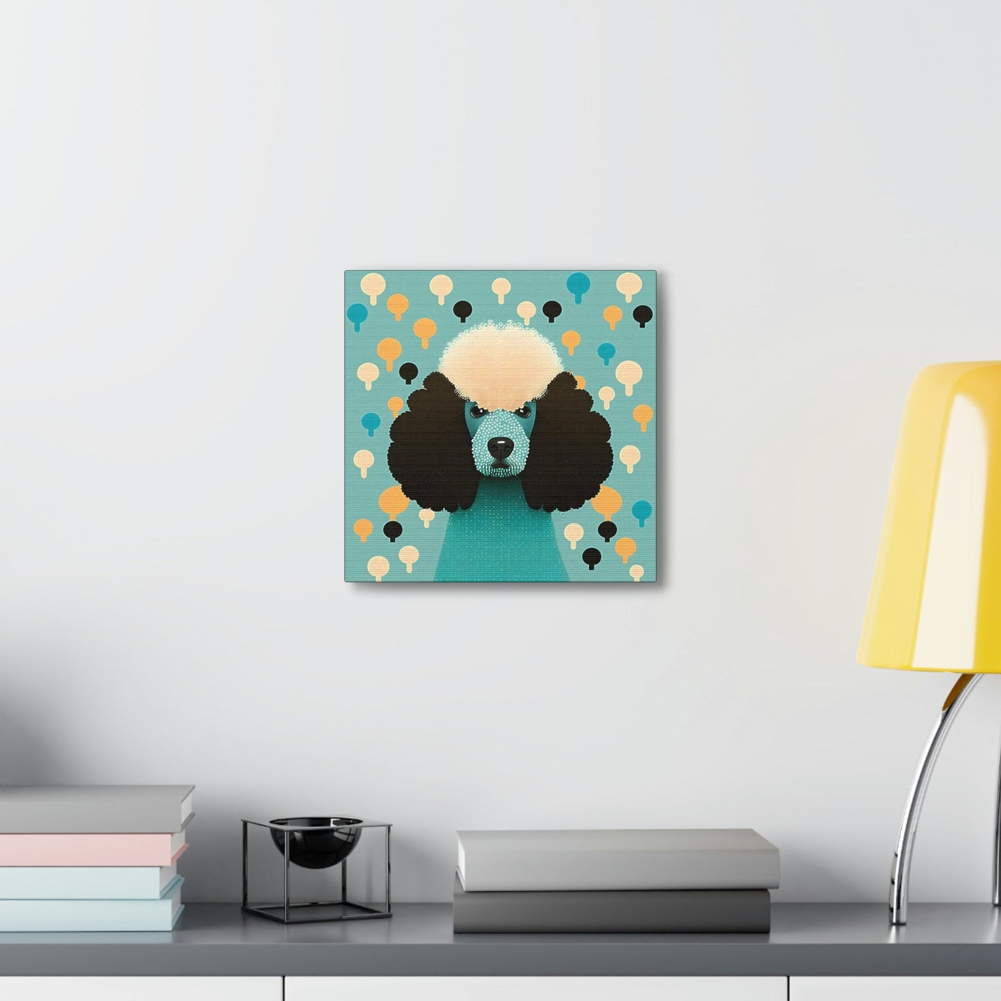 Aqua Mid-Century Modern Poodle Canvas Gallery Wraps