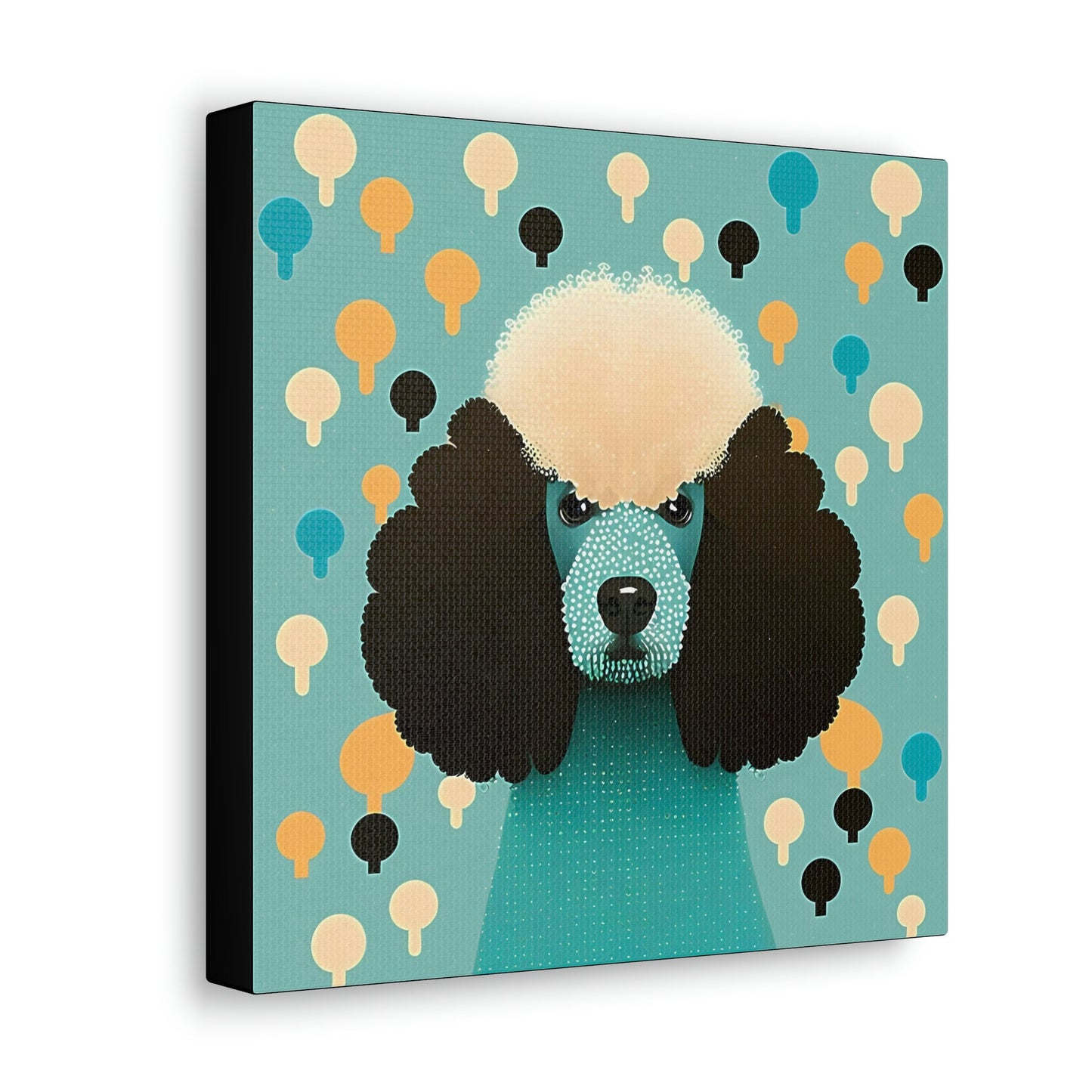 Aqua Mid-Century Modern Poodle Canvas Gallery Wraps