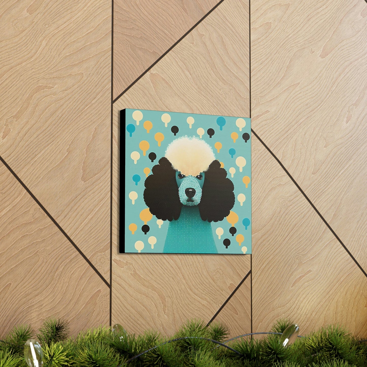 Aqua Mid-Century Modern Poodle Canvas Gallery Wraps