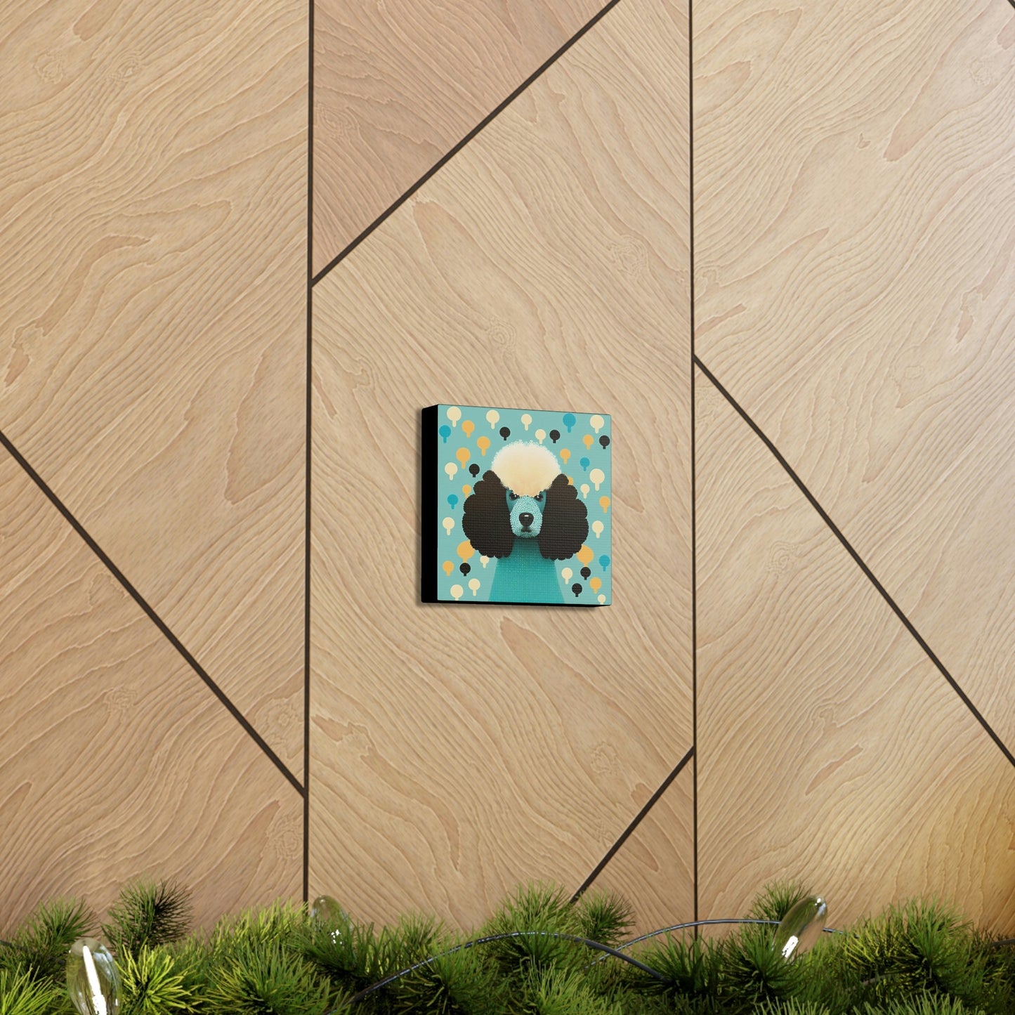 Aqua Mid-Century Modern Poodle Canvas Gallery Wraps
