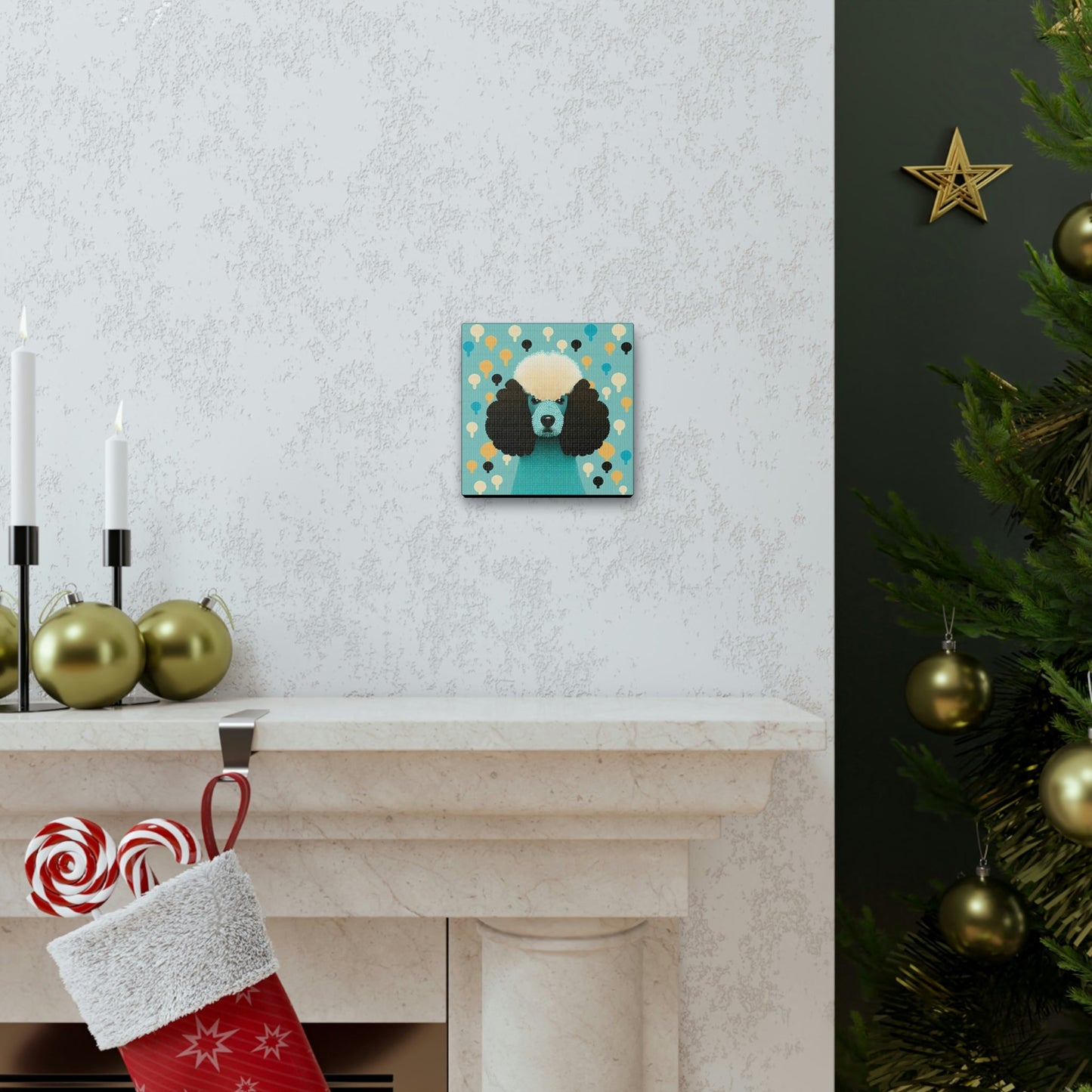 Aqua Mid-Century Modern Poodle Canvas Gallery Wraps