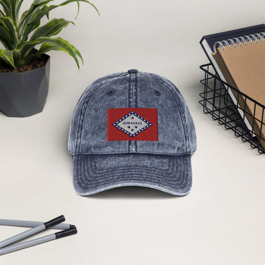 Arkansas Flag Vintage Cotton Twill Cap