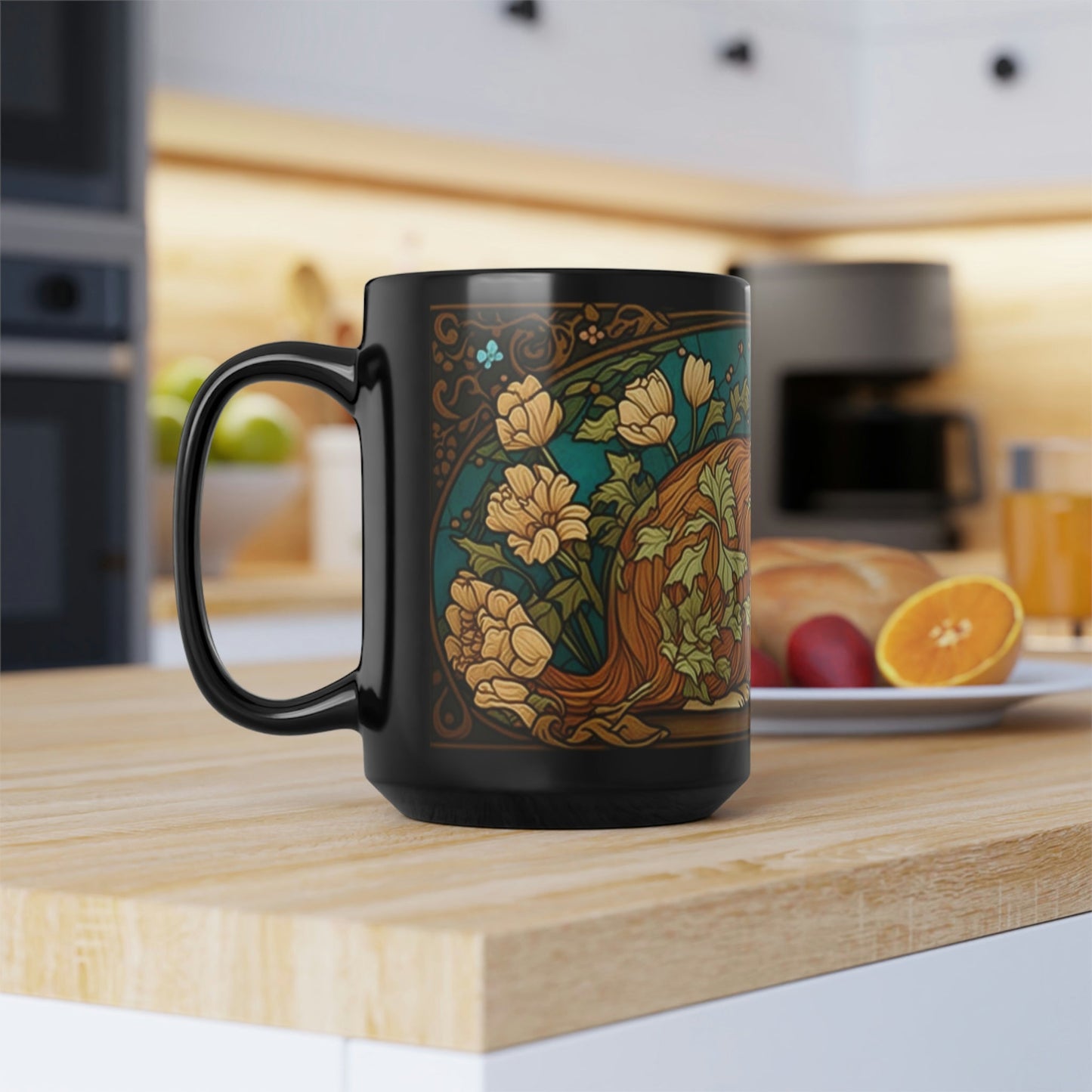 Art Nouveau Boho Guinea Pig 15 oz Coffee Mug | Victorian Vintage Style
