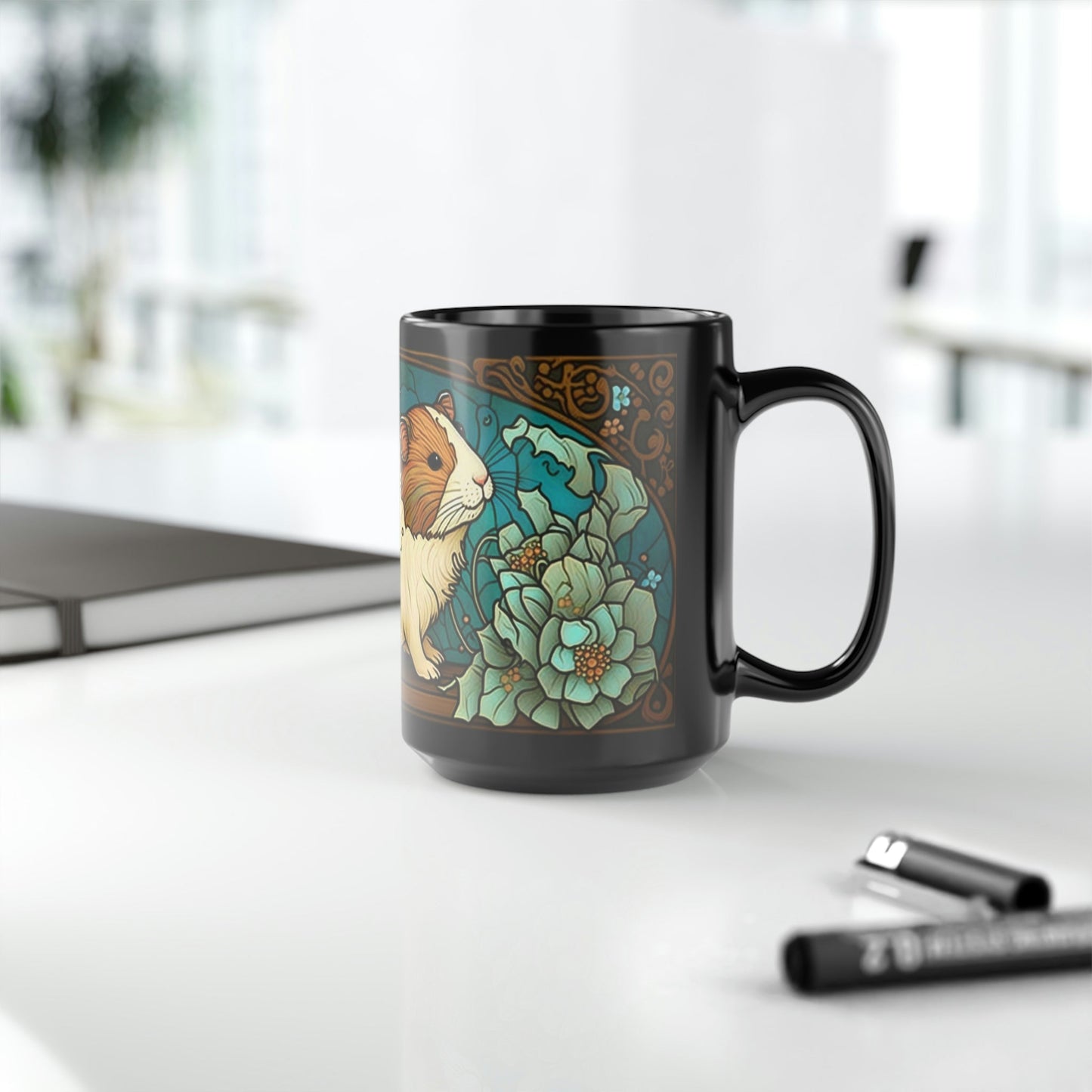 Art Nouveau Boho Guinea Pig 15 oz Coffee Mug | Victorian Vintage Style