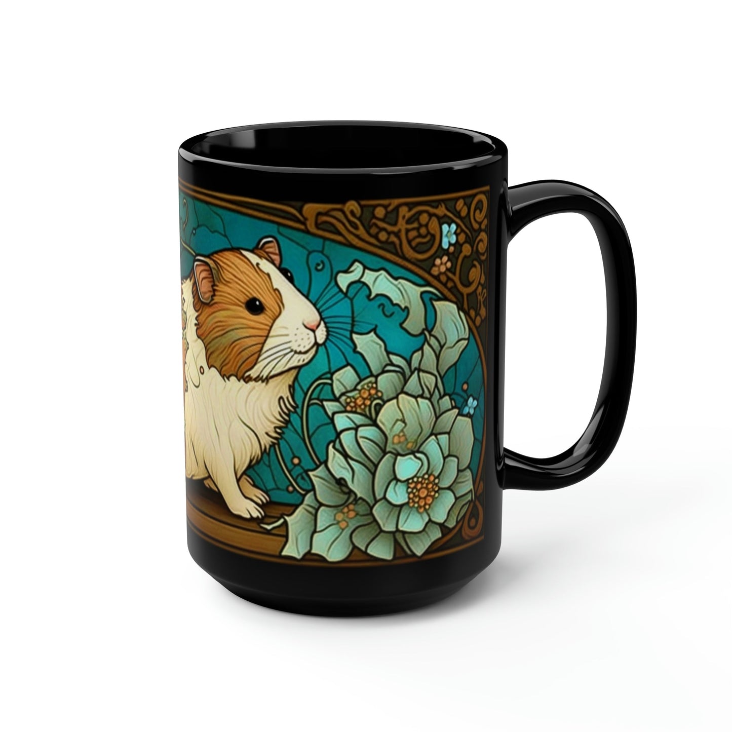 Art Nouveau Boho Guinea Pig 15 oz Coffee Mug | Victorian Vintage Style