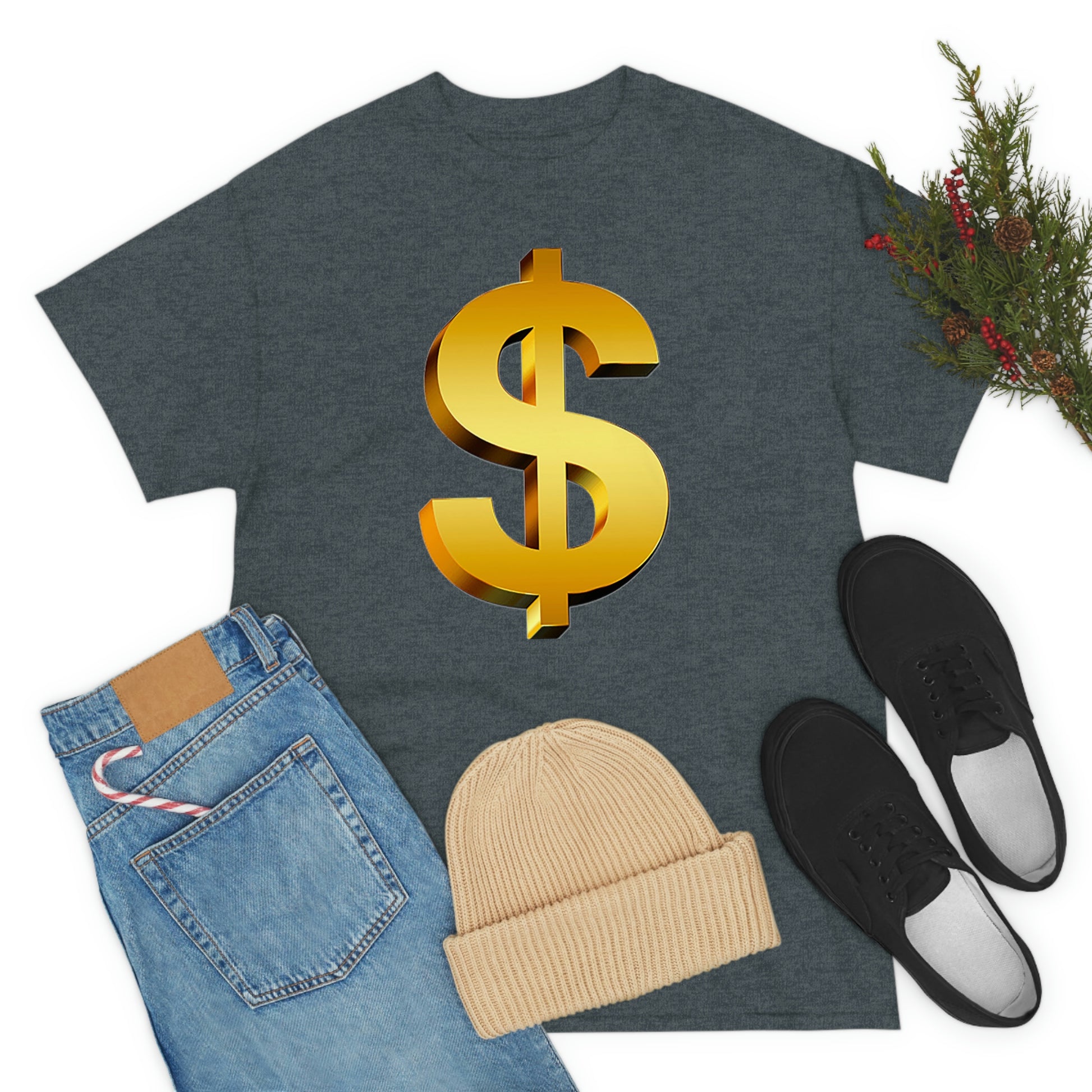 Bling Money Cash My Money Folds Unisex Heavy Cotton Tee Bills cash currency bucks coin funds gold dollar C-note big shot deep pocket
