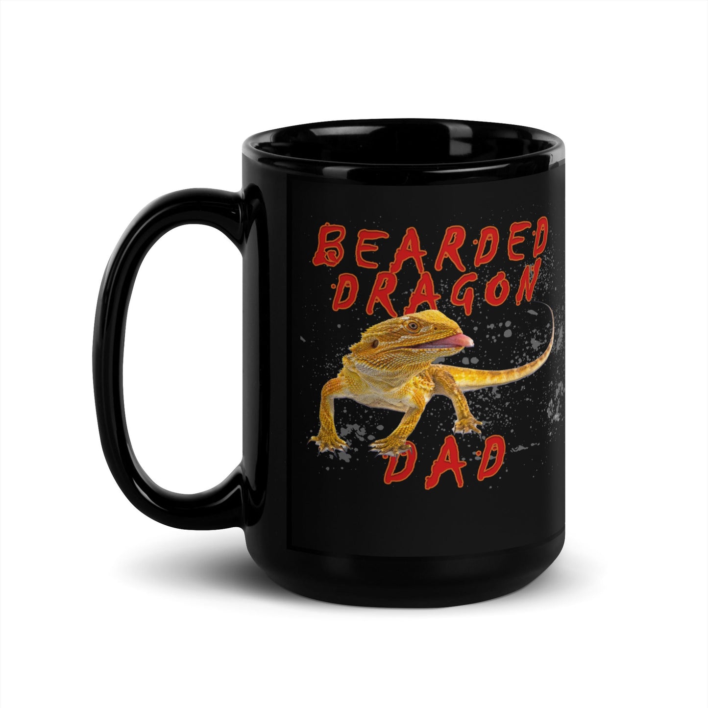 Bearded Dragon Dad Black Glossy Mug