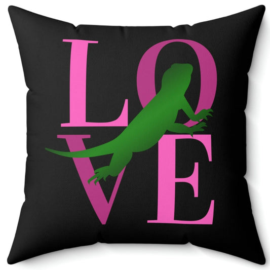 Bearded Dragon Love Square Pillow