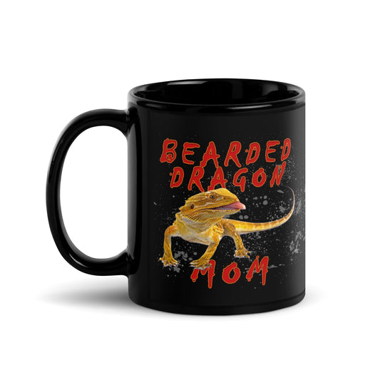 Bearded Dragon Mom Black Glossy Mug