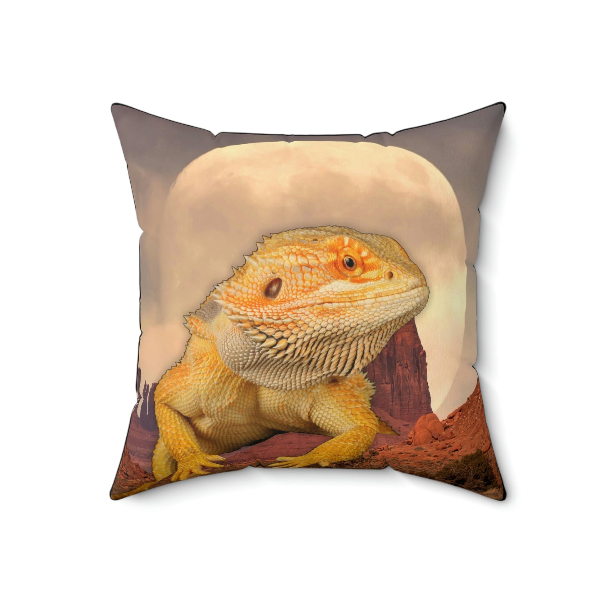 Bearded Dragon Moonrise Square Pillow