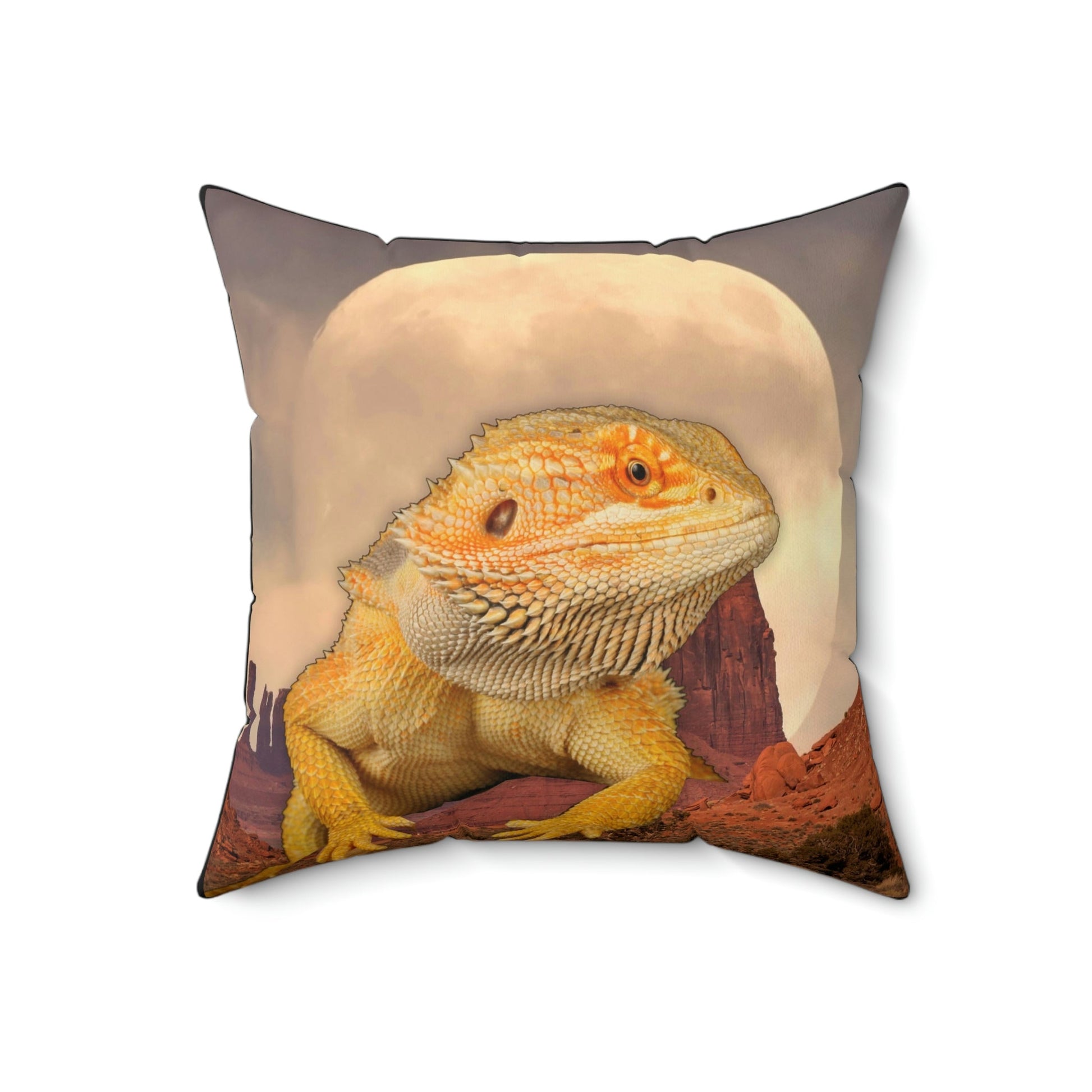 Bearded Dragon Moonrise Square Pillow