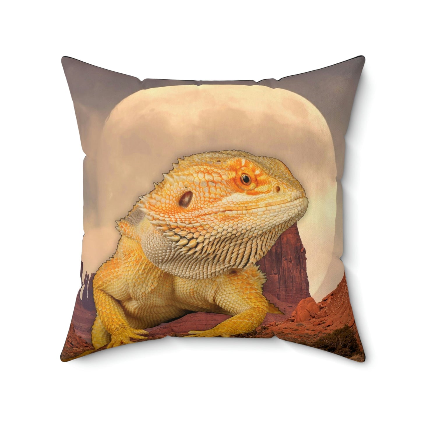 Bearded Dragon Moonrise Square Pillow