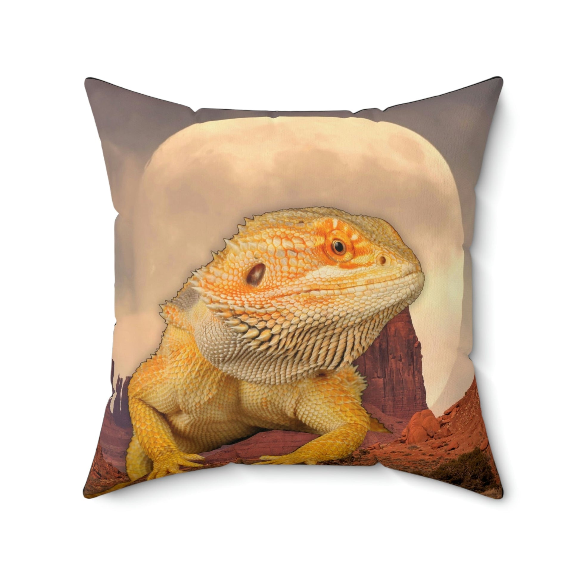 Bearded Dragon Moonrise Square Pillow