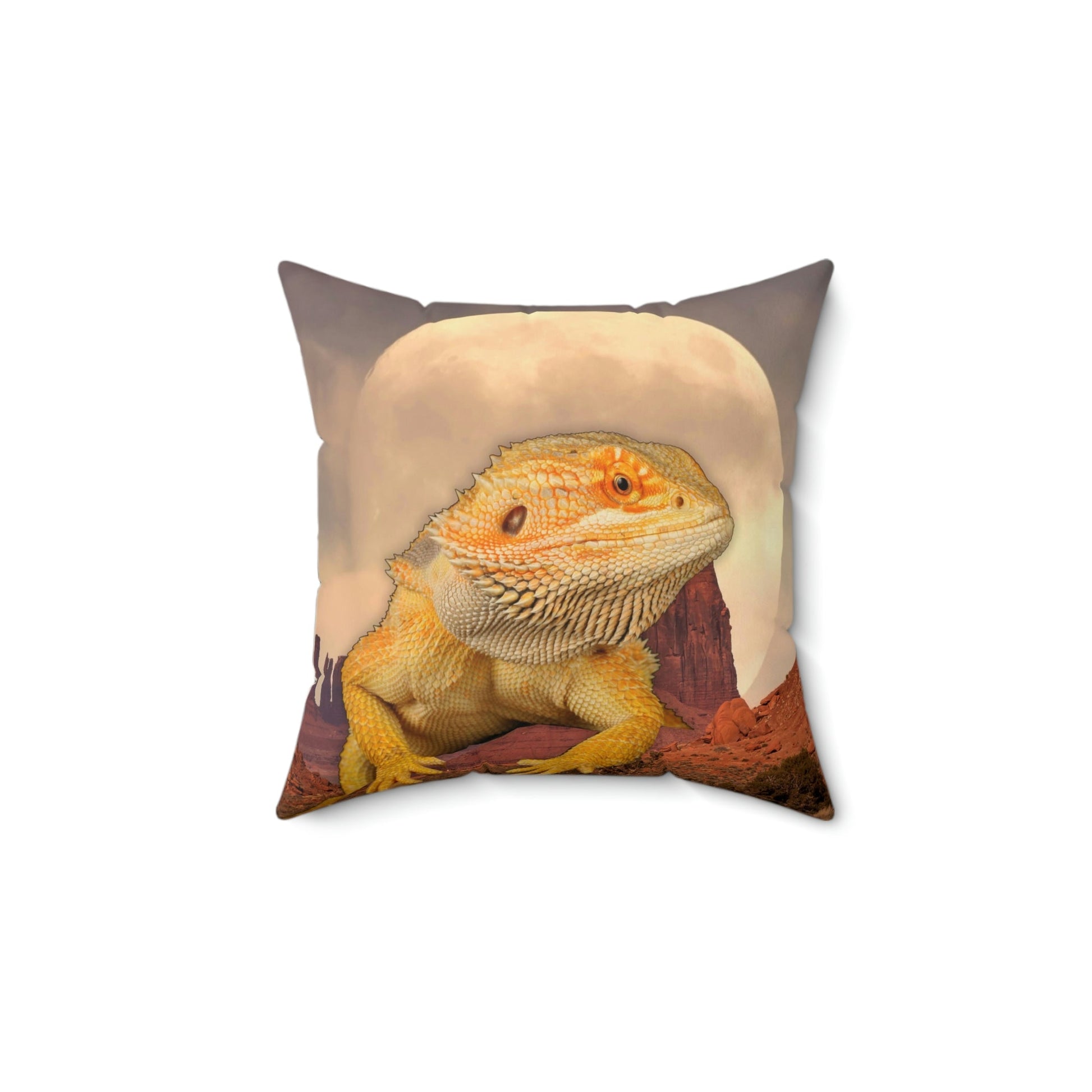 Bearded Dragon Moonrise Square Pillow