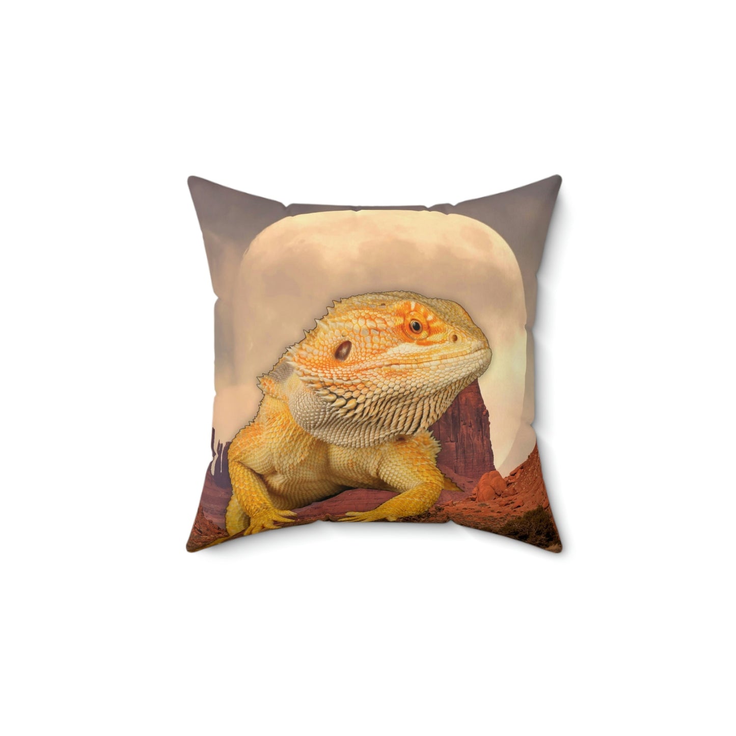 Bearded Dragon Moonrise Square Pillow