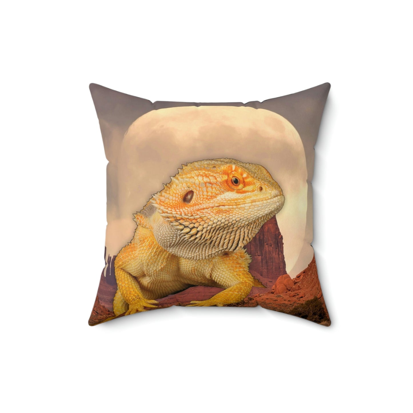 Bearded Dragon Moonrise Square Pillow