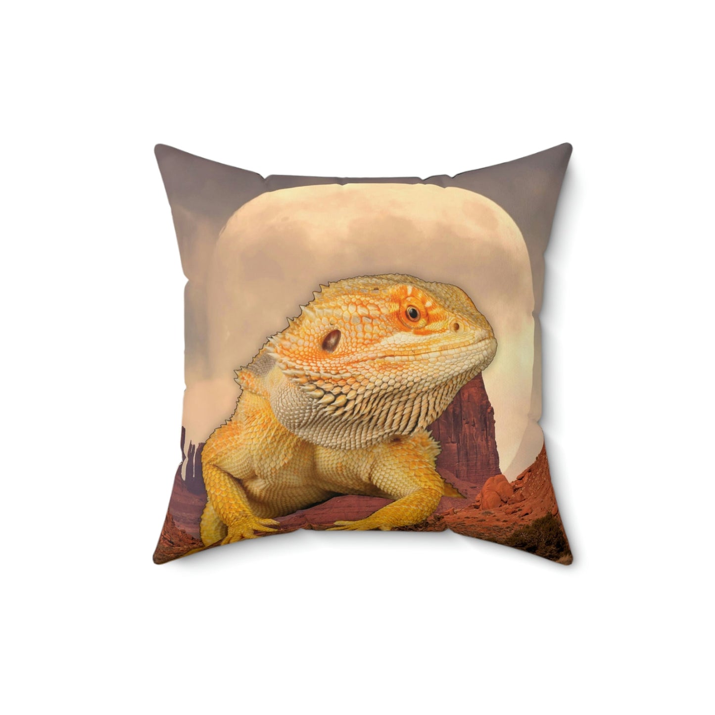 Bearded Dragon Moonrise Square Pillow