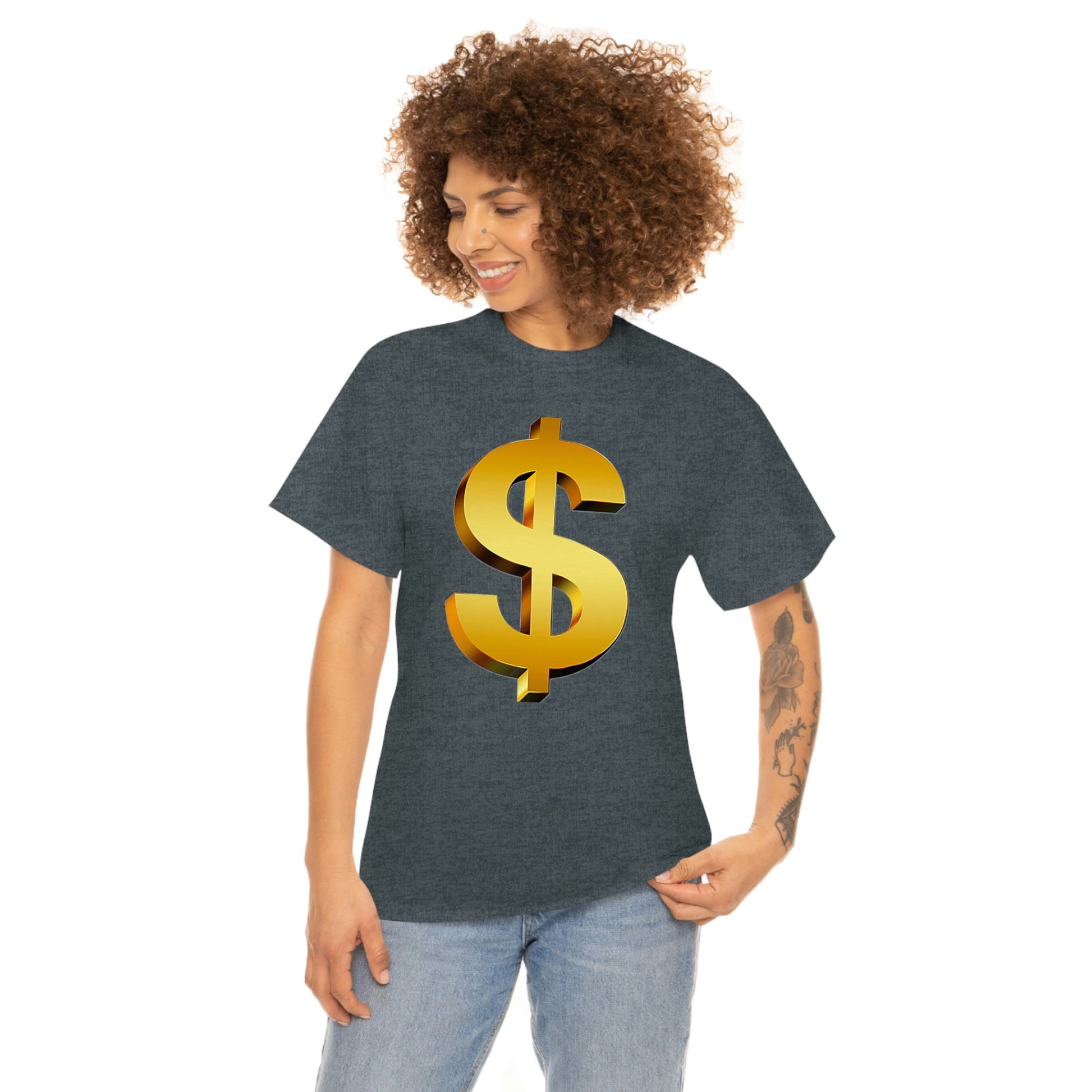 Bling Money Cash My Money Folds Unisex Heavy Cotton Tee Bills cash currency bucks coin funds gold dollar C-note big shot deep pocket
