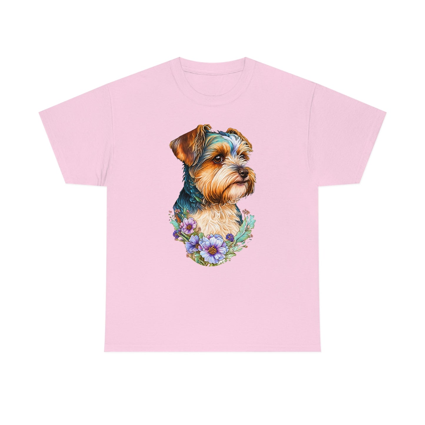 Biewer Terrier Floral Heavy Cotton T-Shirt