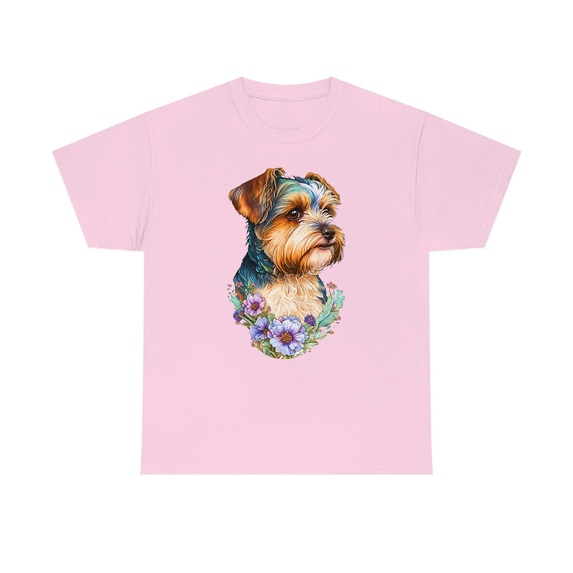 Biewer Terrier Floral Heavy Cotton T-Shirt
