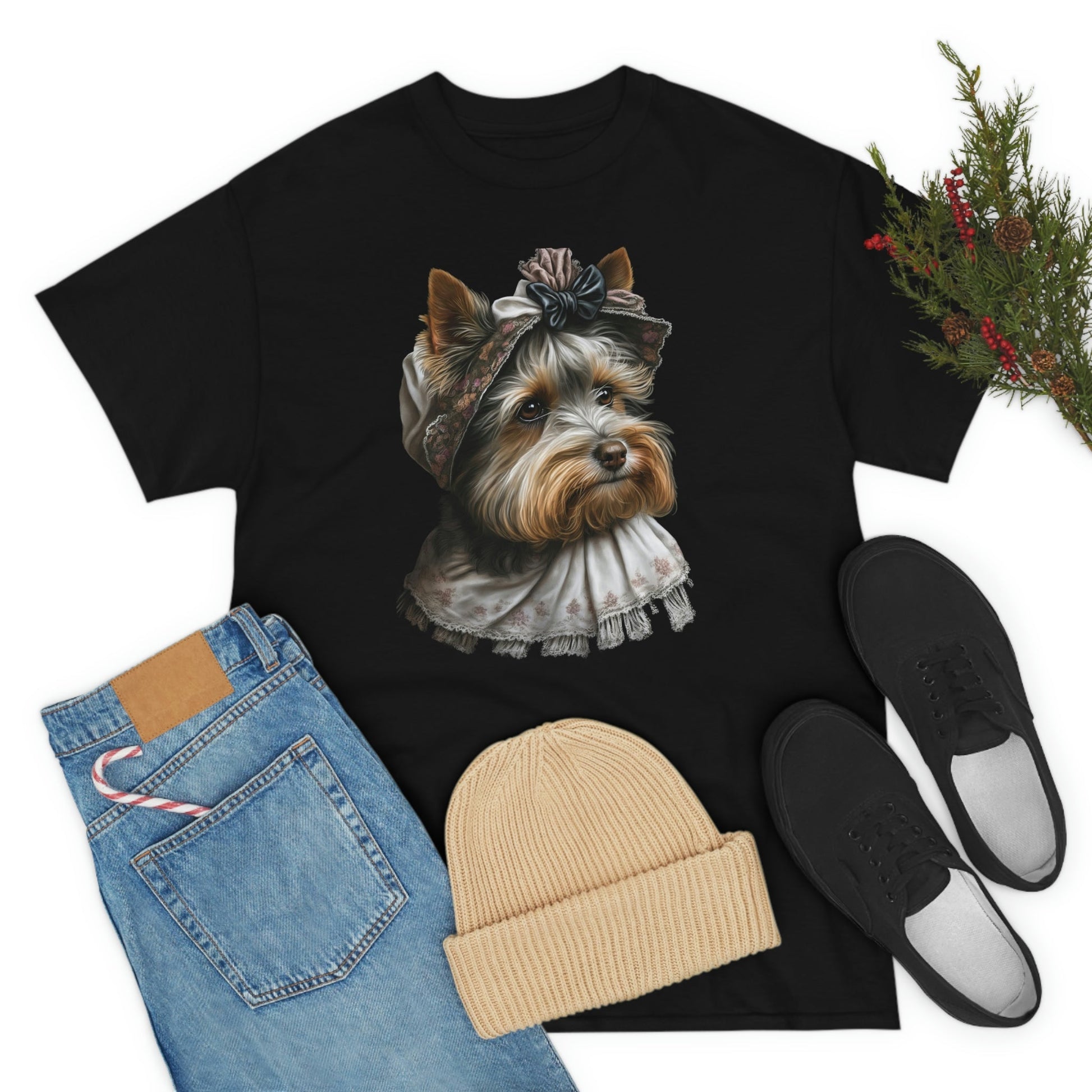 Biewer Terrier in Her New Bonnet Heavy Cotton T-Shirt
