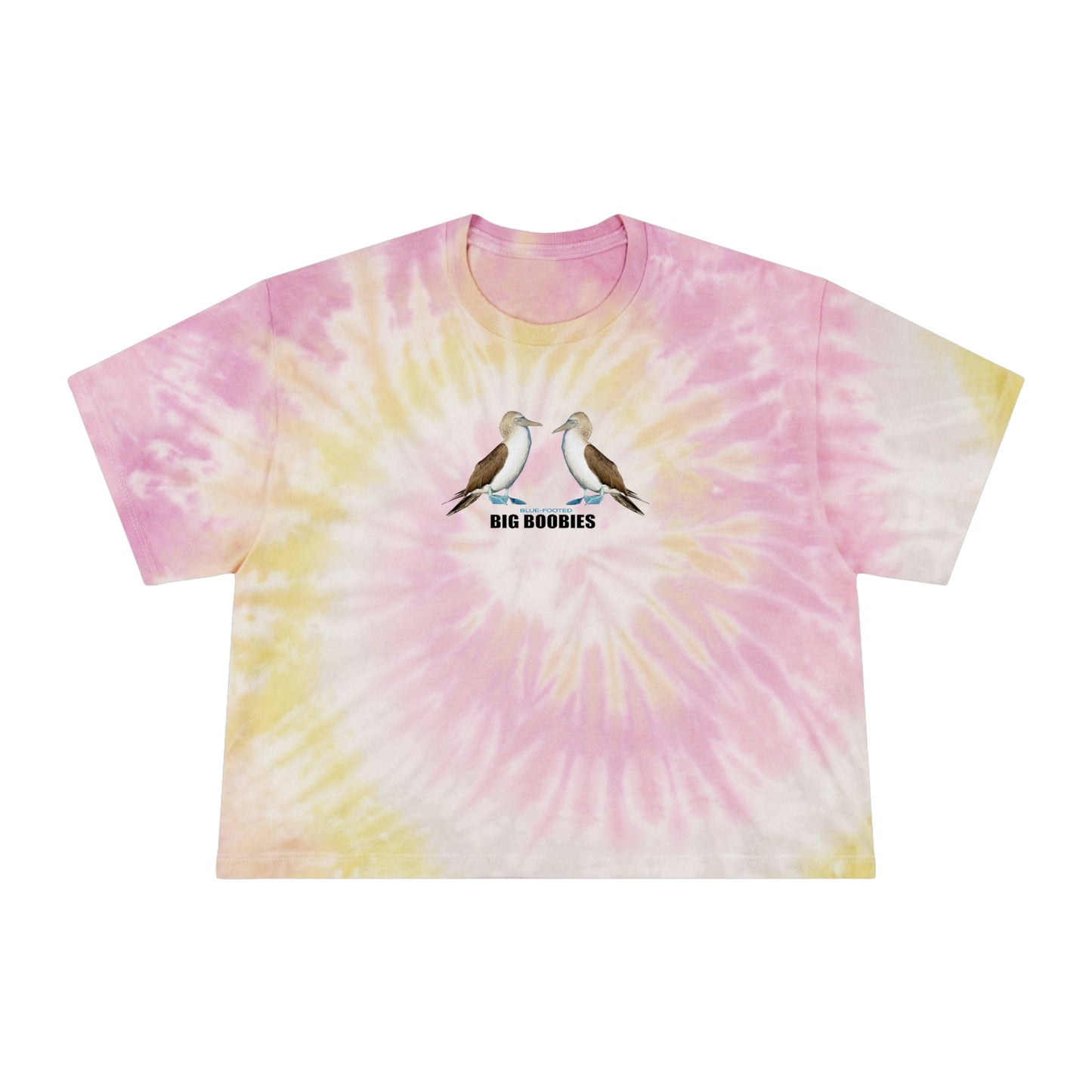 Big Blue-Footed Boobies Women's Tie-Dye Crop Tee
