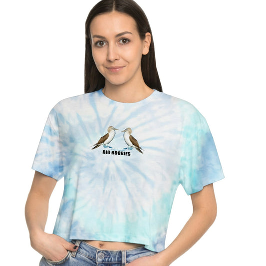 Big Blue-Footed Boobies Women's Tie-Dye Crop Tee