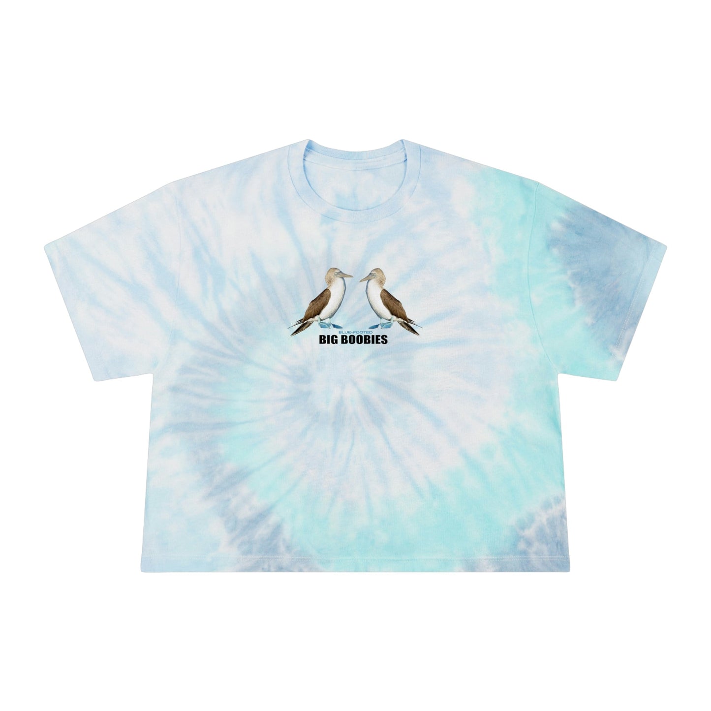 Big Blue-Footed Boobies Women's Tie-Dye Crop Tee