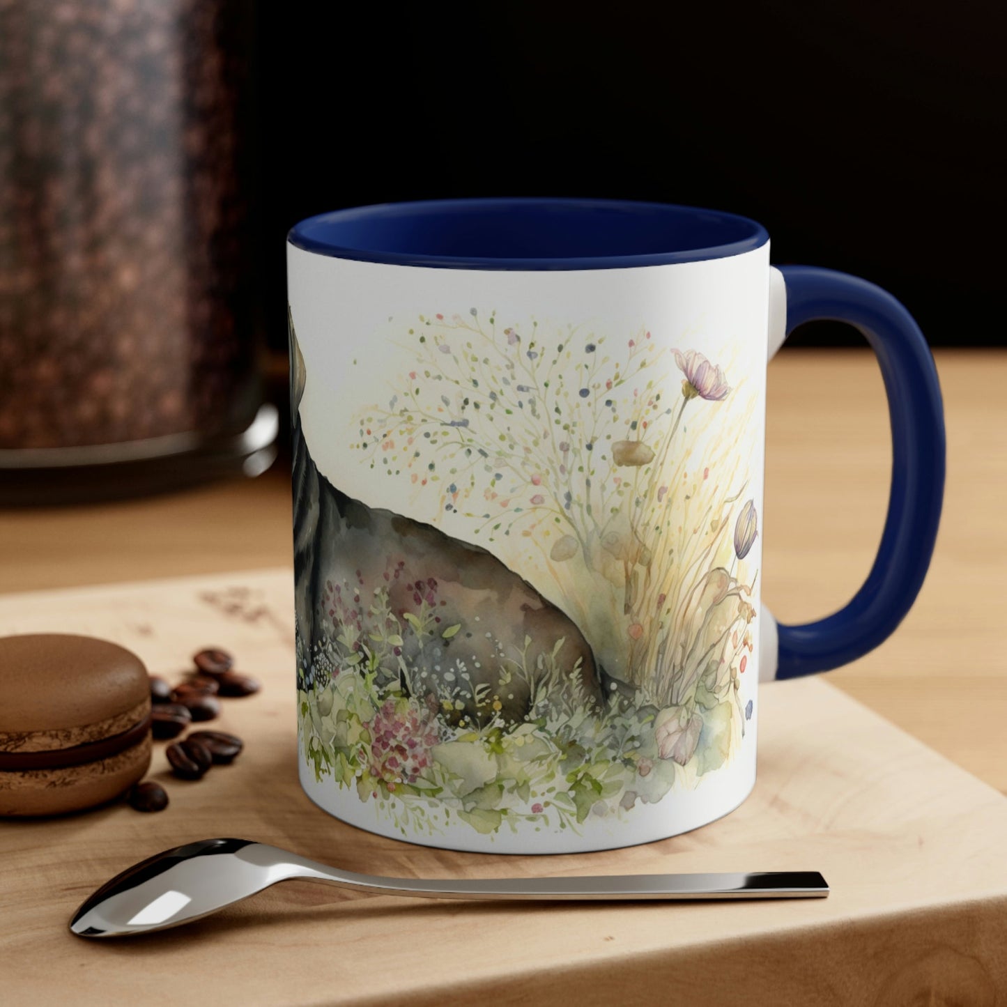 Black Labrador Companion Color Accent Coffee Mug, 11oz